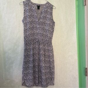 Ann Taylor Black, White and Blue Patterned Midi Dress size xs